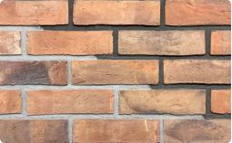 Water struck red multi face brick